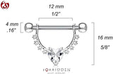 Surgical Steel Nipple Barbell with CZ Pendant D-Rings