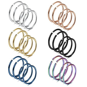 24PCS Stainless Steel Nose Ring Hoop Nose Piercing