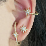 3pcs Conch Piercing Earrings Star Hexagram Zircon Ear Jewelry Set