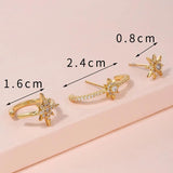 3pcs Conch Piercing Earrings Star Hexagram Zircon Ear Jewelry Set
