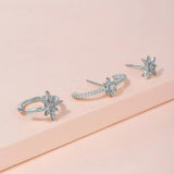 3pcs Conch Piercing Earrings Star Hexagram Zircon Ear Jewelry Set