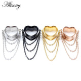 2PCS Stainless Steel Tunnels Peach Heart Chain Plugs 8mm-30mm
