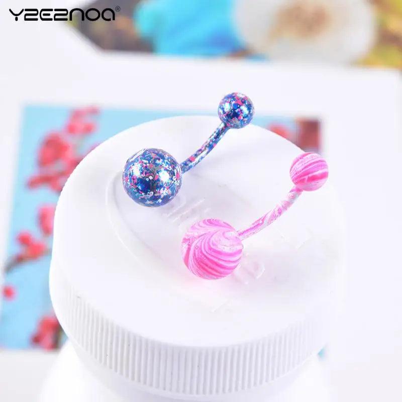 16Pcs Stainless Steel Belly Button Rings Navel Resin Body Jewelry
