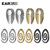 EARKUO Stainless Steel Flower Ellipse Ear Weight Stretchers 2PCS