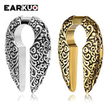EARKUO Stainless Steel Flower Ellipse Ear Weight Stretchers 2PCS