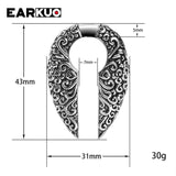 EARKUO Stainless Steel Flower Ellipse Ear Weight Stretchers 2PCS