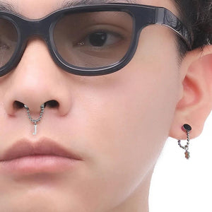 Stainless Steel Magnetic Nose Ring Horseshoe Ring Letter Artificial Nose Ring