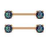 Opal Nipple Rings Set - White, Purple, Pink - Stainless Steel