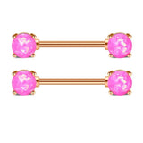 Opal Nipple Rings Set - White, Purple, Pink - Stainless Steel