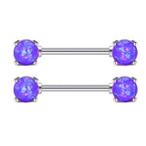 Opal Nipple Rings Set - White, Purple, Pink - Stainless Steel