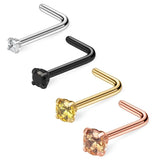 22G CZ Nose L-Shaped Studs Rings Piercing 4PCS