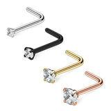 22G CZ Nose L-Shaped Studs Rings Piercing 4PCS