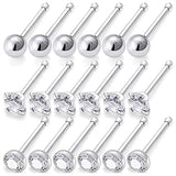 18PCS 20G Stainless Steel Nose Rings Straight Piercings Hypoallergenic