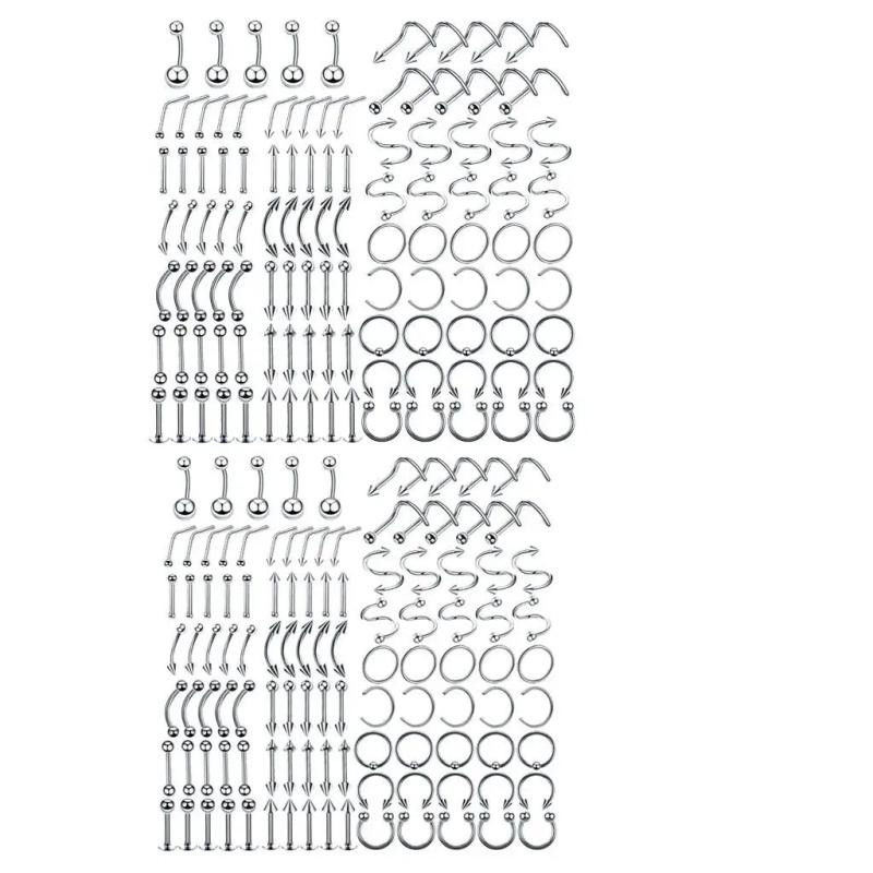 110x Body Jewelry Piercing Hoops for Ear Nose Navel Belly Button