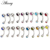 20 PCS Rhinestones Titanium Belly Button Rings Navel Piercing
