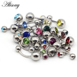 20 PCS Rhinestones Titanium Belly Button Rings Navel Piercing