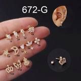 Stainless Steel Zircon Ear Stud Set