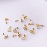Stainless Steel Zircon Ear Stud Set