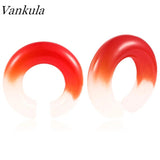 2pcs Pink Glass Ear Plugs Tunnels 6-25mm Body Piercing Jewelry