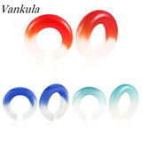 2pcs Pink Glass Ear Plugs Tunnels 6-25mm Body Piercing Jewelry