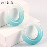 2pcs Pink Glass Ear Plugs Tunnels 6-25mm Body Piercing Jewelry