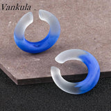 2pcs Pink Glass Ear Plugs Tunnels 6-25mm Body Piercing Jewelry