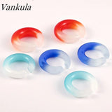 2pcs Pink Glass Ear Plugs Tunnels 6-25mm Body Piercing Jewelry