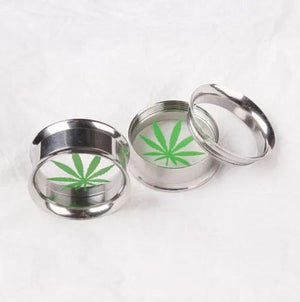 Men's Surgical Steel Leaf Logo Ear Plugs & Tunnels 6mm-16mm
