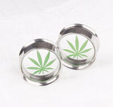 Men's Surgical Steel Leaf Logo Ear Plugs & Tunnels 6mm-16mm