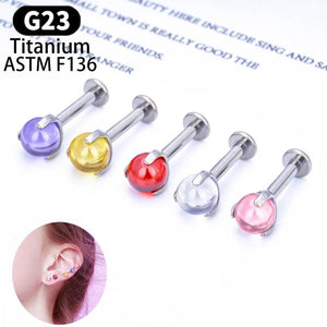 G23 Titanium Lip Piercing Earrings Labret Zircon 14G Ear Studs