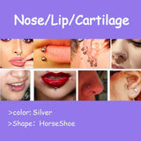 3Pcs Septum Piercing Nose Rings Horseshoe Hoop Punk Earring 16G