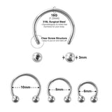 3Pcs Septum Piercing Nose Rings Horseshoe Hoop Punk Earring 16G