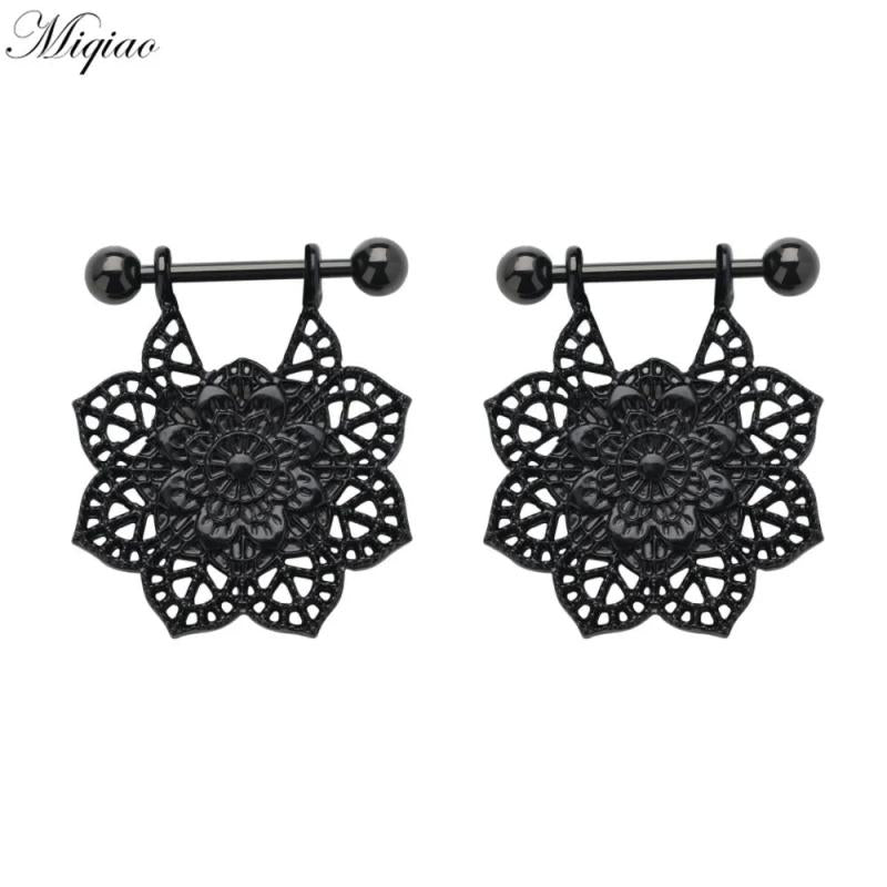 Miqiao 2pcs Bohemian Breast Ring Piercing Jewelry