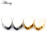 2pcs Stainless Steel Ear Tunnels Plugs Water drops Shell Ear Expander Stretcher