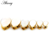 2pcs Stainless Steel Ear Tunnels Plugs Water drops Shell Ear Expander Stretcher