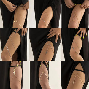 Sexy Elastic Belt Leg Chain Women Beach Star Sequin Tassel Thigh Chain