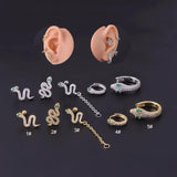 Leosoxs Stainless Steel Snake Ear Bone Stud Green Eyes Zircon Ear Accessories
