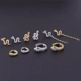 Leosoxs Stainless Steel Snake Ear Bone Stud Green Eyes Zircon Ear Accessories
