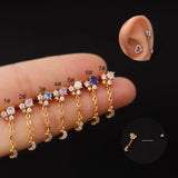 Miqiao Zircon Moon Pendant Stainless Steel Ear Stud