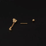 Miqiao Zircon Moon Pendant Stainless Steel Ear Stud