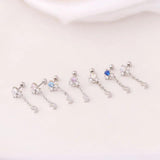 Miqiao Zircon Moon Pendant Stainless Steel Ear Stud