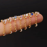 Miqiao Zircon Moon Pendant Stainless Steel Ear Stud