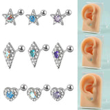Miqiao 5 Star Zircon Ear Studs Steel Earring