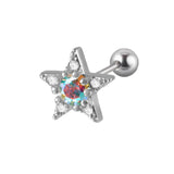 Miqiao 5 Star Zircon Ear Studs Steel Earring