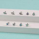 Miqiao 5 Star Zircon Ear Studs Steel Earring