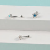 Miqiao 5 Star Zircon Ear Studs Steel Earring