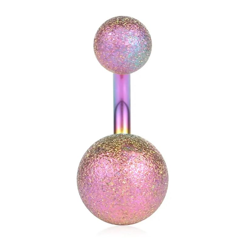 316L Surgical Steel Matte Balls 14G Short Belly Earring Navel Button Ring