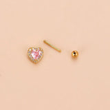 Pink Zircon Double Headed Cochlear Stud Piercing