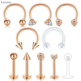 10pcs Nose Nail Nose Ring Earring Piercing Jewelry Set