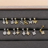 Stainless Steel Butterfly Pendant Piercing Bone Nails